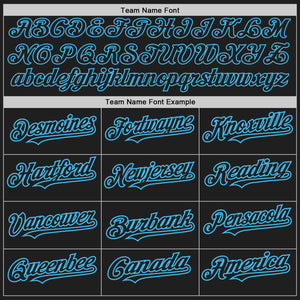 Custom Black Neon Pink-Sky Blue Authentic Baseball Jersey