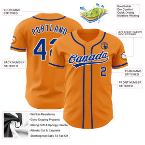 Custom Bay Orange Royal-White Authentic Baseball Jersey