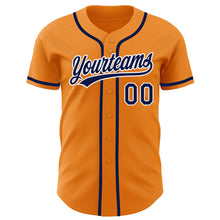Load image into Gallery viewer, Custom Bay Orange Navy-White Authentic Baseball Jersey
