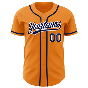 Custom Bay Orange Navy-White Authentic Baseball Jersey