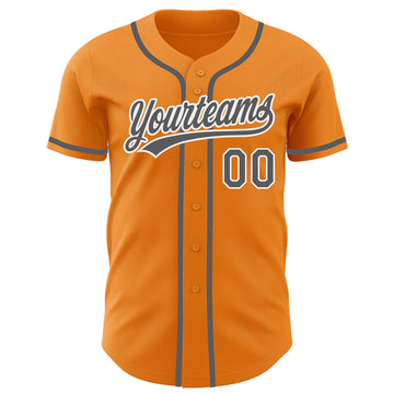 Custom Bay Orange Steel Gray-White Authentic Baseball Jersey