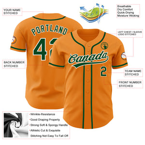 Custom Bay Orange Green-White Authentic Baseball Jersey