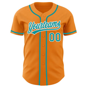 Custom Bay Orange Teal-White Authentic Baseball Jersey