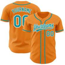 Load image into Gallery viewer, Custom Bay Orange Teal-White Authentic Baseball Jersey
