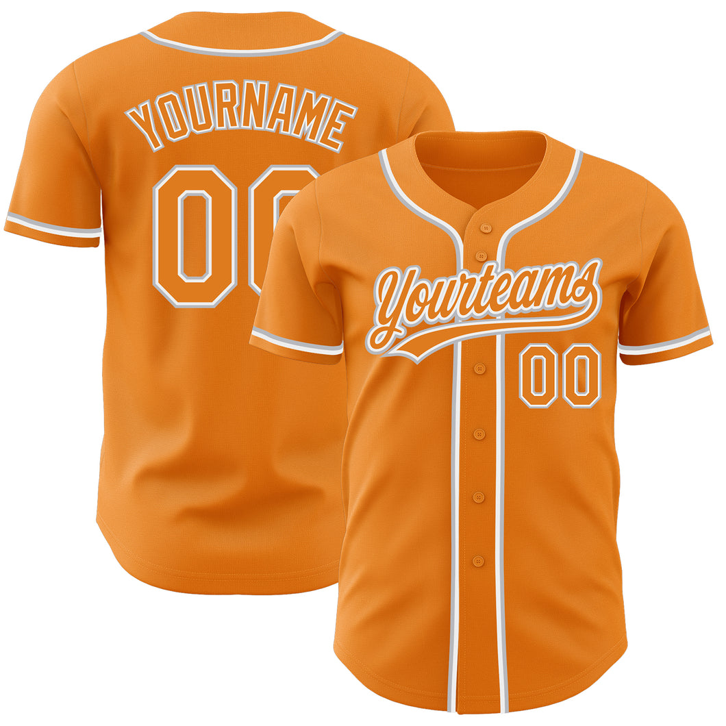 Custom Bay Orange White-Gray Authentic Baseball Jersey