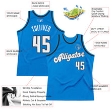 Load image into Gallery viewer, Custom Blue White-Black Authentic Throwback Basketball Jersey
