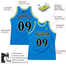 Load image into Gallery viewer, Custom Blue Black-Neon Green Authentic Throwback Basketball Jersey
