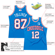 Load image into Gallery viewer, Custom Blue White-Red Authentic Throwback Basketball Jersey
