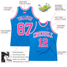 Load image into Gallery viewer, Custom Blue Pink-White Authentic Throwback Basketball Jersey
