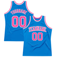 Load image into Gallery viewer, Custom Blue Pink-White Authentic Throwback Basketball Jersey
