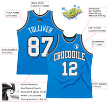 Load image into Gallery viewer, Custom Blue White-Gray Authentic Throwback Basketball Jersey
