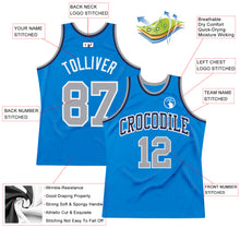 Load image into Gallery viewer, Custom Blue Gray-White Authentic Throwback Basketball Jersey

