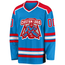 Load image into Gallery viewer, Custom Blue Red-White Hockey Jersey
