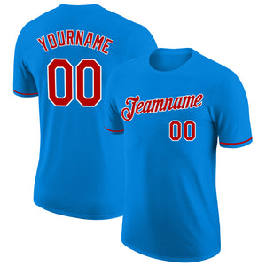 Custom Blue Red-White Performance T-Shirt