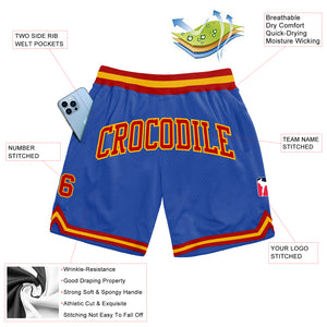 Custom Blue Red-Gold Authentic Throwback Basketball Shorts