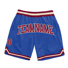 Load image into Gallery viewer, Custom Blue Maroon-Cream Authentic Throwback Basketball Shorts
