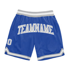Load image into Gallery viewer, Custom Blue Gray-White Authentic Throwback Basketball Shorts

