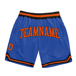 Custom Blue Orange-Black Authentic Throwback Basketball Shorts