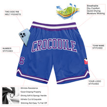 Load image into Gallery viewer, Custom Blue Purple-White Authentic Throwback Basketball Shorts
