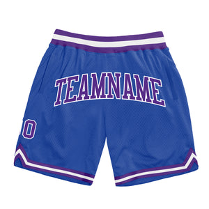 Custom Blue Purple-White Authentic Throwback Basketball Shorts