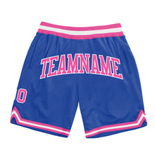 Load image into Gallery viewer, Custom Blue Pink-White Authentic Throwback Basketball Shorts
