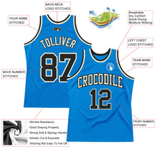 Load image into Gallery viewer, Custom Blue Black-Cream Authentic Throwback Basketball Jersey

