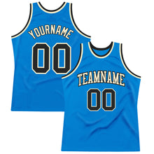Load image into Gallery viewer, Custom Blue Black-Cream Authentic Throwback Basketball Jersey
