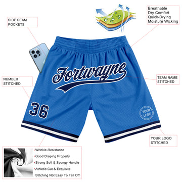 Custom Blue Navy-White Authentic Throwback Basketball Shorts