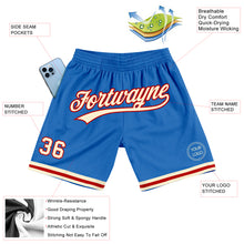 Load image into Gallery viewer, Custom Blue Cream-Red Authentic Throwback Basketball Shorts
