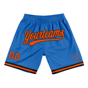 Custom Blue Orange-Black Authentic Throwback Basketball Shorts