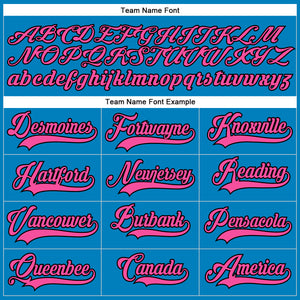 Custom Blue Pink-Black Hockey Lace Neck Jersey