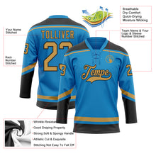 Load image into Gallery viewer, Custom Blue Old Gold-Black Hockey Lace Neck Jersey

