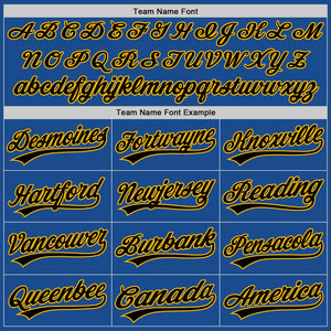 Custom Blue Gold-Black Authentic Throwback Baseball Jersey