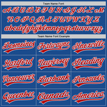 Load image into Gallery viewer, Custom Blue Red-White Authentic Throwback Baseball Jersey
