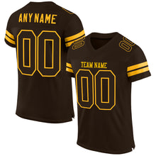 Load image into Gallery viewer, Custom Brown Brown-Gold Mesh Authentic Football Jersey
