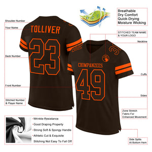 Custom Brown Brown-Orange Mesh Authentic Football Jersey