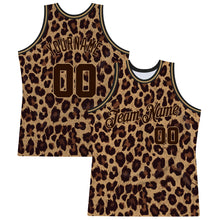 Load image into Gallery viewer, Custom Brown Brown-Old Gold 3D Pattern Design Leopard Authentic Basketball Jersey
