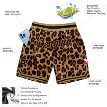 Load image into Gallery viewer, Custom Brown Brown-Old Gold 3D Pattern Design Leopard Authentic Basketball Shorts
