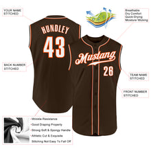 Load image into Gallery viewer, Custom Brown White-Orange Authentic Sleeveless Baseball Jersey
