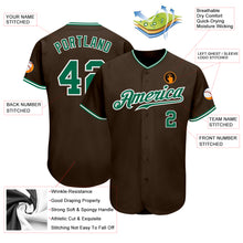Load image into Gallery viewer, Custom Brown Kelly Green-White Authentic Baseball Jersey
