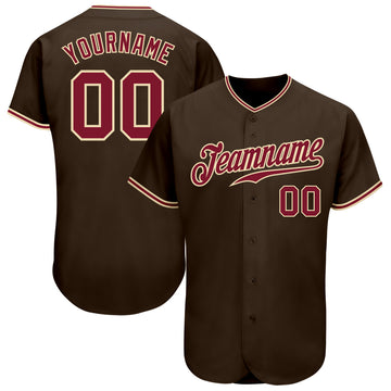 Custom Brown Crimson-City Cream Authentic Baseball Jersey