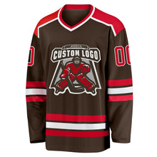 Load image into Gallery viewer, Custom Brown Red-White Hockey Jersey
