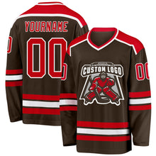 Load image into Gallery viewer, Custom Brown Red-White Hockey Jersey
