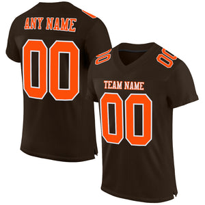 Custom Brown Orange-White Mesh Authentic Football Jersey