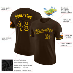 Custom Brown Brown-Gold Performance T-Shirt