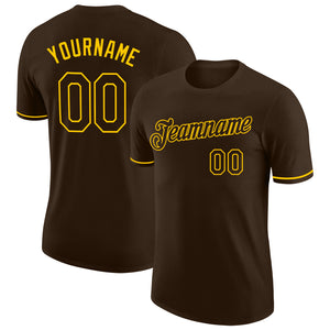 Custom Brown Brown-Gold Performance T-Shirt