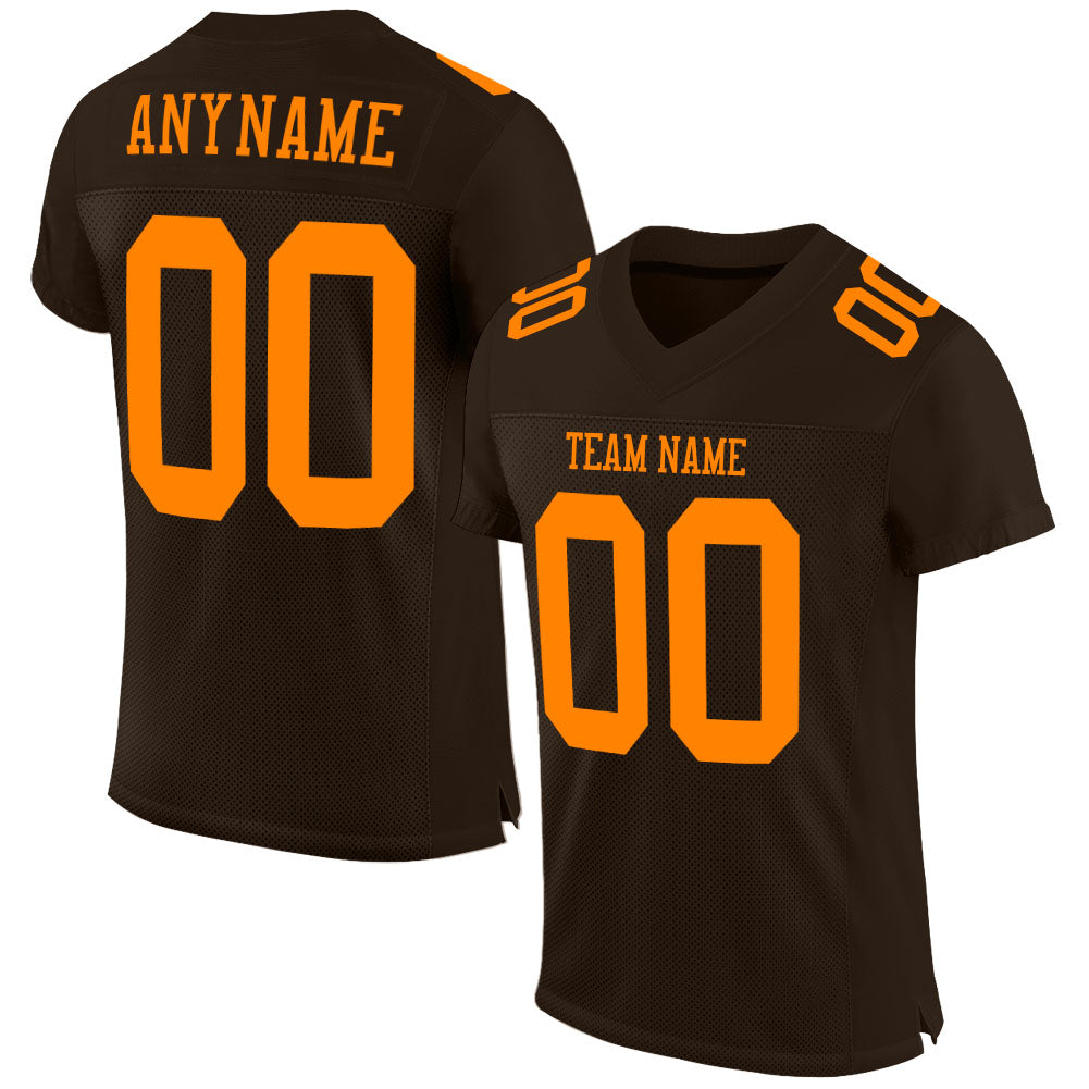 Custom Brown Bay Orange Mesh Authentic Football Jersey