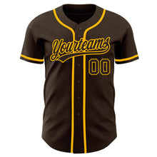 Load image into Gallery viewer, Custom Brown Brown-Gold Authentic Baseball Jersey

