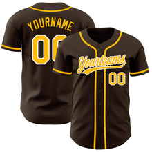 Load image into Gallery viewer, Custom Brown Gold-White Authentic Baseball Jersey
