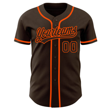 Custom Brown Brown-Orange Authentic Baseball Jersey